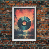Vinyl Record Wall Art, Framed Canvas Print, Retro 1980s Style Wall Decor, Gift For Him, Gift For Audiophile