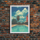 Los Angeles Pool, Retro Photography Print, Framed Canvas Art, Retro Decor, Retro Vibes