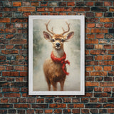 Cute Buck Dressed For Christmas, Christmas Decor, Woodland Animals, Christmas Wall Art, Winter Decor, Holiday Decor, Seasonal Decor