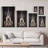 Gothic Church, Framed Canvas Print, Ready To Hang Framed Wall Art, Living Room Decor