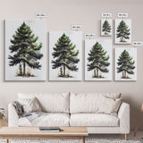 Pine Tree Watercolor Wall Art Canvas Print - Vibrant Colorful Nature Scene Artwork, lakehouse art