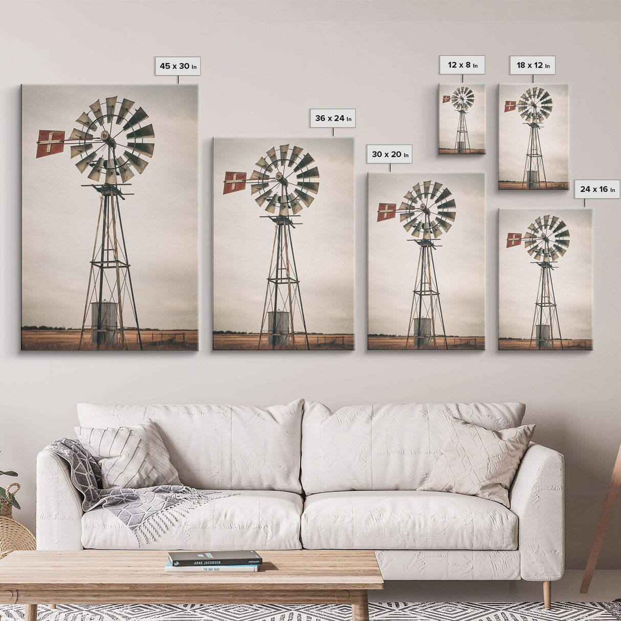 Rustic Farmhouse Home Decor, Windmill Photography Photo Print Art, Rustic Industrial Farmhouse Wall Art Picture, Country Landscape Picture