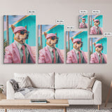 Shiba Inu Wall Print, Dog Wall Art, Dog With Shades, Pink Suit, Funny Wall Art, Framed Wall Art, Framed Canvas, Wall Print, Wall Canvas