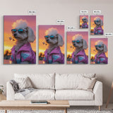 Shih Tzu Wall Print, Dog Wall Art, Dog Sunglasses, Dog In Pink Tracksuit, Funny Art, Framed Wall Art, Framed Canvas, Wall Print, Wall Canvas