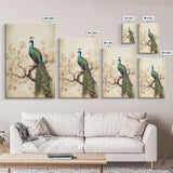 peacock wall art | peacock art print | boho wall art | peacock poster | mid century modern art | home office wall art | Farmhouse Canvas Art