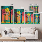 Vintage Style Art, Framed Canvas Prints, Lake and Pine Tree Forest Landscape, Florida Everglades at Sunset,  Pop Art