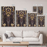 Art Deco Pattern Wall art, Framed Canvas Print, Art Deco, Patterns art, Yellow & purple art, Ornament art, Colorful painting, Light colors