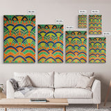 Art Deco Pattern Wall art, Framed Canvas Print, Art Deco, Wall art, Patterns art, Green colors art, Living room art, Colorful painting