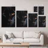 Portrait Of A Predator, Black Cat, Black Panther Photography, Framed Canvas Print, Wood Frame Wall Art