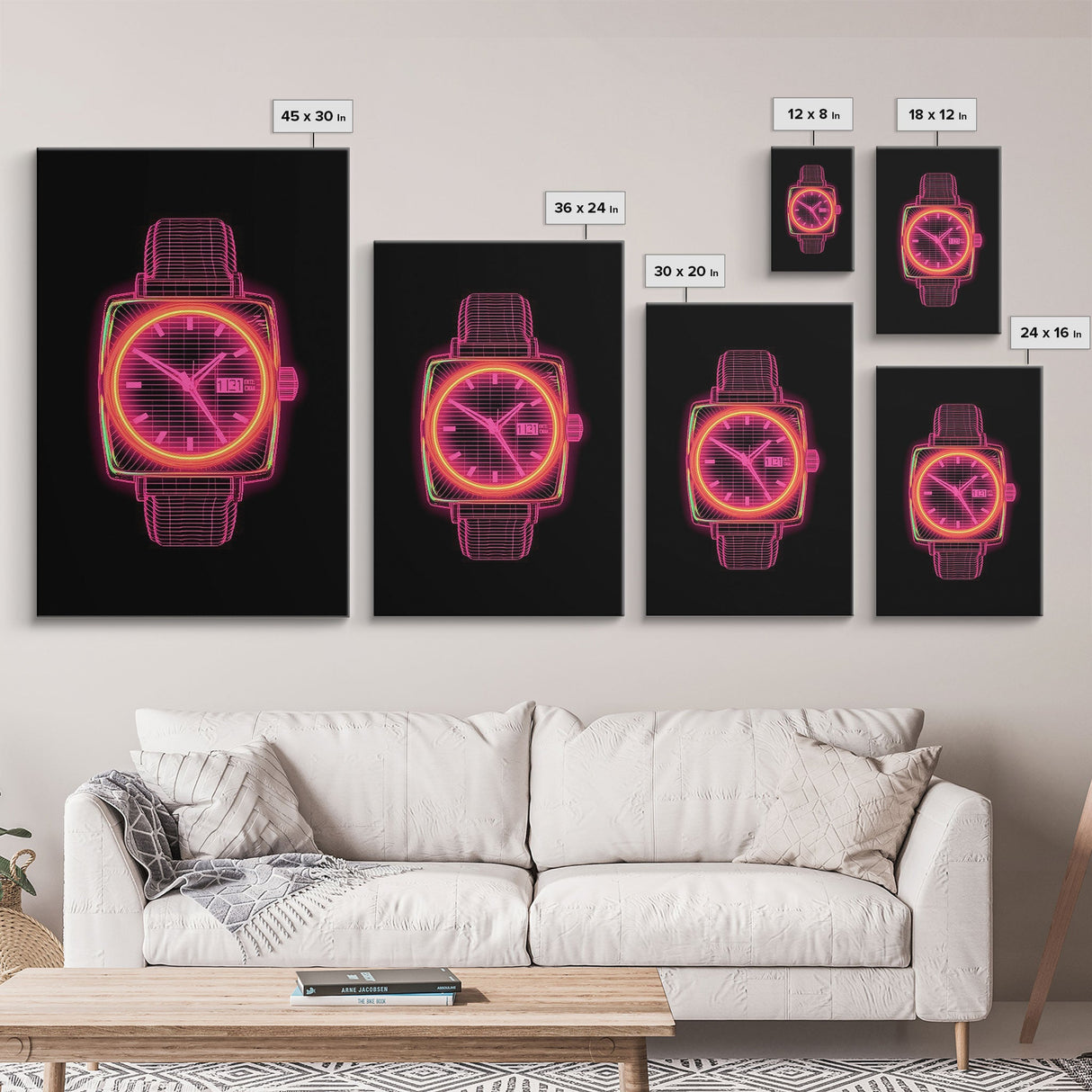 Vaporwave Wrist Watch Wall Decor, Vibrant Watch Wall Art, Minimalist Print, Wall Decor, Canvas Print, Wall Art, Framed Canvas