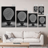 Dotted Light Bulb Wall Decor, Black And White Art, Dotted Art, Minimalist Print, Wall Decor, Canvas Print, Wall Art, Framed Canvas