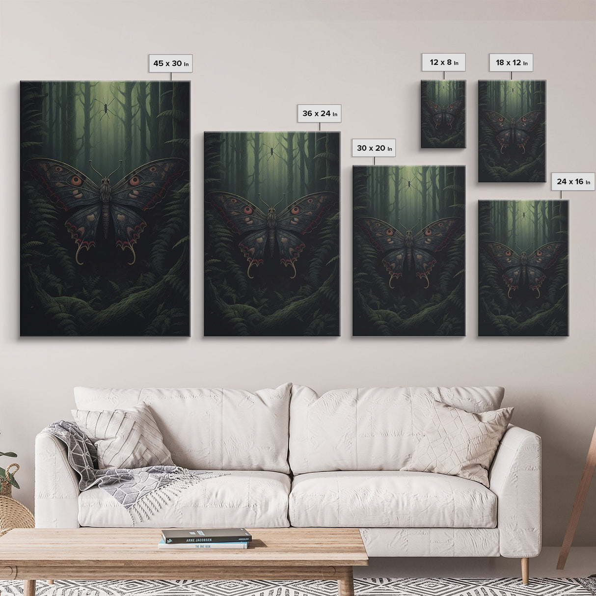 Butterfly Wall Decor, Butterfly In Woods, Green Wall Art, Insect Wall Decor, Wall Decor, Canvas Print, Wall Art, Framed Canvas