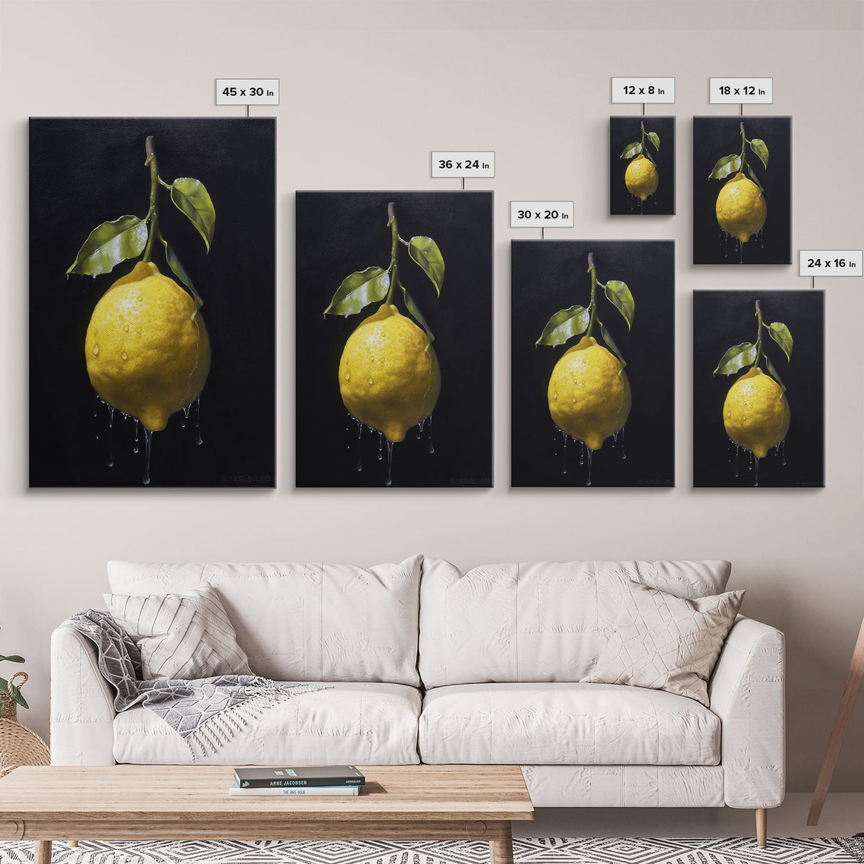 Lemon Wall Art, Food Wall Decor, Kitchen Wall Art, Fruit Art, Minimalist Wall Art, Wall Decor, Canvas Print, Wall Art, Framed Canvas