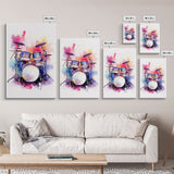 Drum Art, Gift For Drummer, Framed Canvas Print, Studio Art, Music Studio Decor, Drum Set