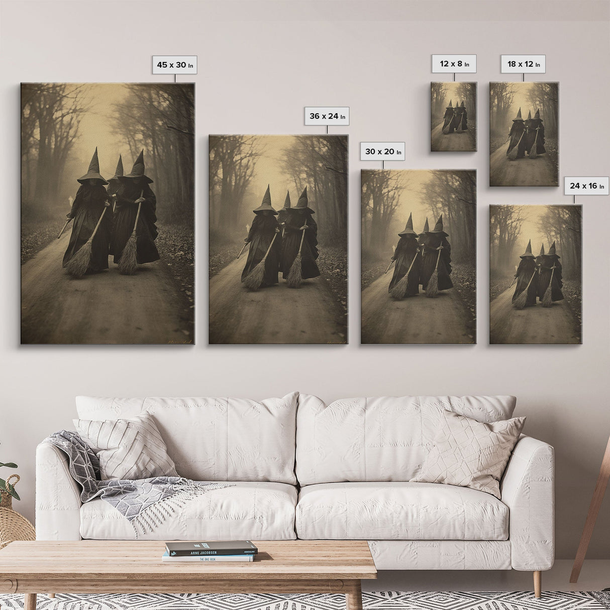 Black And White Art, Witch Wall Decor, Horror Art Print, Gothic Wall Art, Canvas Print, Wall Art, Vertical Print, Home Decor, Wall Decor