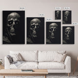 Human Skull Decor, Charcoal Drawing, Gothic Decor, Canvas Print, Wall Art, Vertical Art, Gift For Coworker, Home Office Art, Weird Art Print