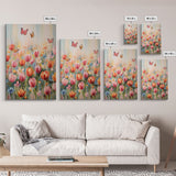 Tulip Field Wall Art, Flower Wall Print, Colorful Art, Butterfly Art, Canvas Print, Wall Art, Vertical Print, Birthday Gift, House Wall Art