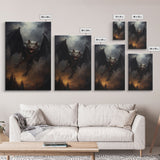 Vampire Bat In The Night, Art Canvas Print, Dark Academia, Halloween Bat Print, Halloween Decor, Monster Print, Macabre Art