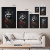 The King Of The Racoons, Framed Canvas Print Or Canvas, Victorian Animal Print Oil Painting, Funny Halloween Decor