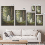 Cute Little Ghost In The Forest, Gothic Victorian Haunted Art, Dark Academia, Framed Canvas or Canvas Art, Cool Wall Art, Halloween Decor