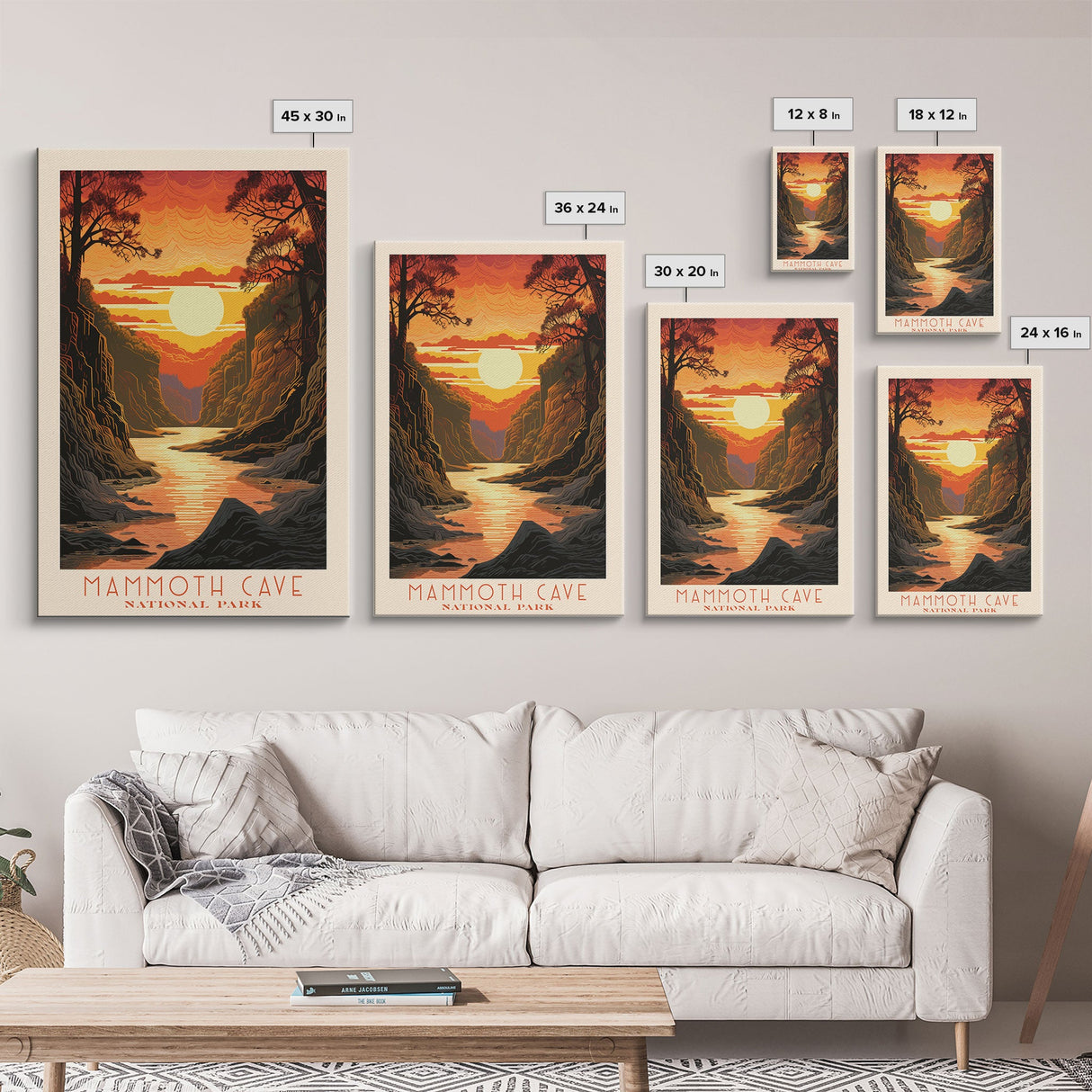 Mammoth Cave National Park Kentucky Travel Art, National Park Print, Minimalist Travel Art, Midcentury Modern Style Landscape Painting