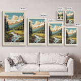 Rocky Mountains National Park Colorado Travel Art, National Park Print, Minimalist Travel Art, Midcentury Modern Style Landscape Painting