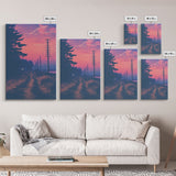 Lightning At Sunset, Framed Canvas Print, Vaporwave Aesthetic Wall Art, Liminal Spaces Photography Print, Dorm Room Decor, Retro Art