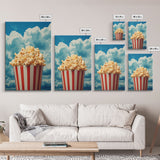 Popcorn, Game Room Wall Art, Movie Room Art, Canvas Print, Wall Hanging, Portrait Art, Minimalist Wall Art, Kitchen Wall Decor, Hostess Gift