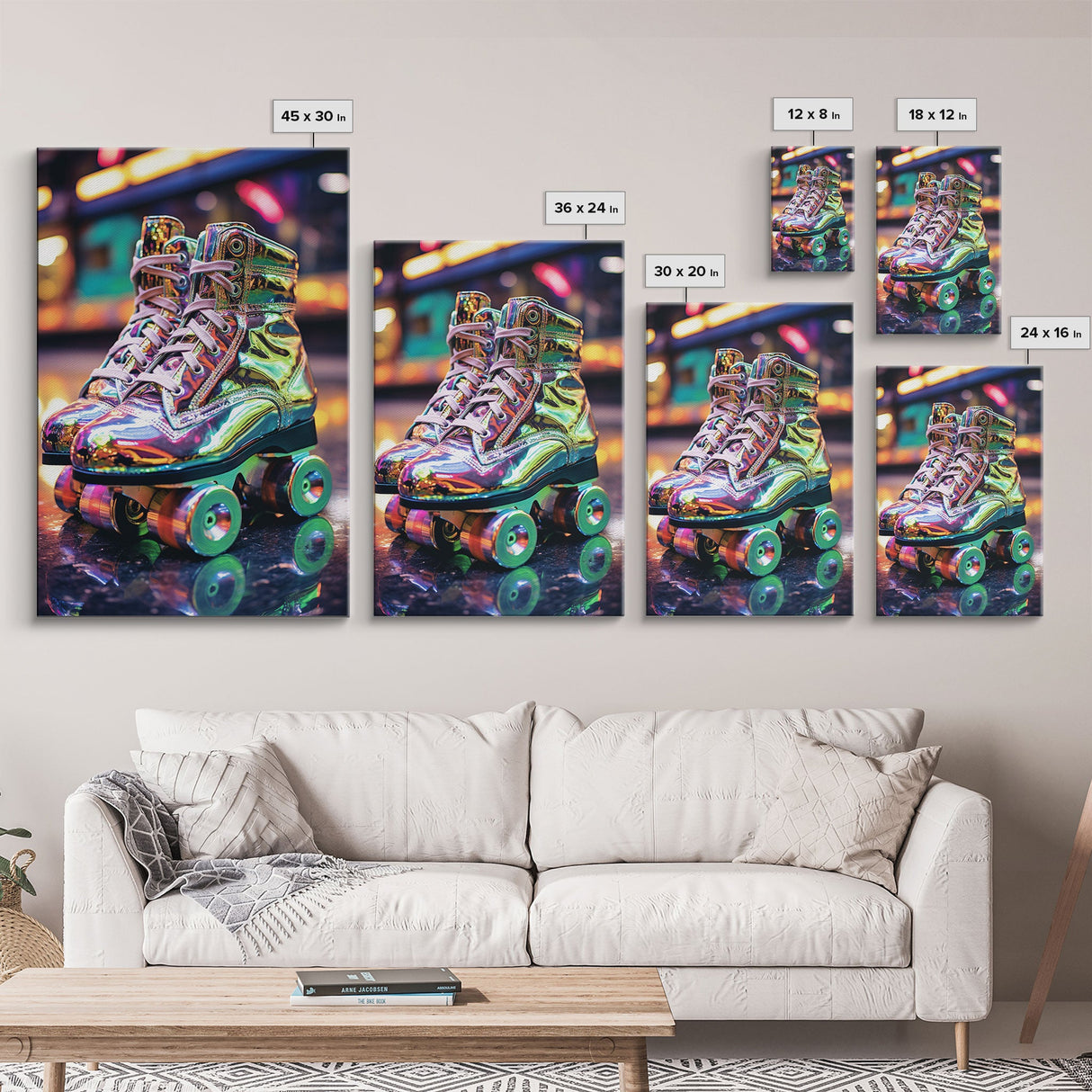 Roller Skates, Roller Derby, Retro Wall Art, Canvas Print, Wall Hanging, Portrait Art, Preppy Wall Art, Anniversary Gift, Office Prints