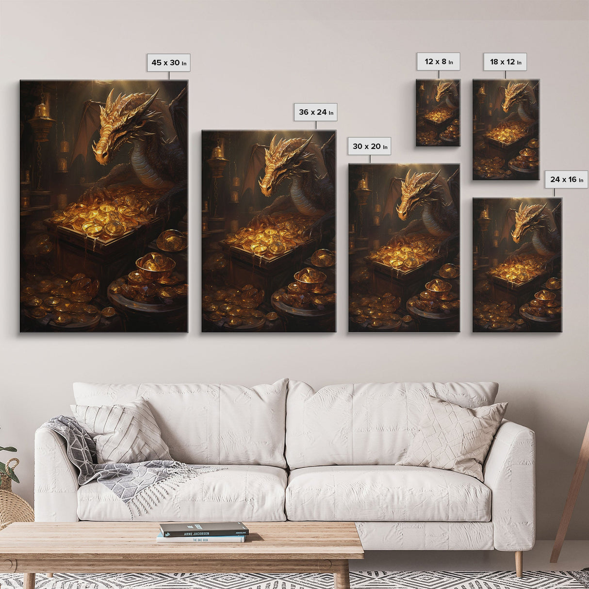 Dragon Art, Fantasy Art, Treasure Chest, Canvas Print, Wall Hanging, Portrait Art, Video Game Art, Nerdy Home Decor, Gift For Friend