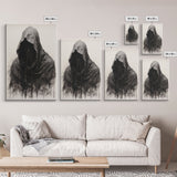 Spooky Halloween Art - Portrait Of The Grim Reaper - Framed Canvas Print - Halloween Decor - Halloween Clearance