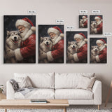 Santa Claus and his Alaskan Malamute, Christmas Wall Art, Dog Gift, Christmas Dog, Winter Wall Art, Santa Decor, Santa Art Print