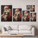 Santa Claus And His Australian Shepherd, Christmas Wall Art, Dog Gift, Christmas Dog, Winter Wall Art, Santa Decor, Santa Art Print