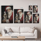 Santa Claus And His Border Collie, Christmas Wall Art, Dog Gift, Christmas Dog, Winter Wall Art, Santa Decor, Santa Art Print, Cute Dog