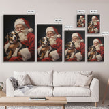 Santa Claus And His Beagle, Christmas Wall Art, Dog Gift, Christmas Dog, Winter Wall Art, Santa Decor, Santa Art Print, Cute Dog Print