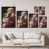 Santa Claus And His Corgi, Christmas Wall Art, Christmas Dog, Winter Wall Art, Santa Decor, Santa Art Print, Farmhouse Christmas