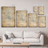 Columbus vintage map print poster or framed canvas, Ohio map print poster canvas, Columbus city map print poster canvas