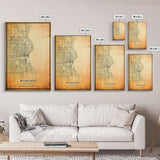 Milwaukee Wisconsin Street Map Wall Art, Framed Canvas Print, Wisconsin Map Print Poster and Canvas, Milwaukee City Office Wall Art