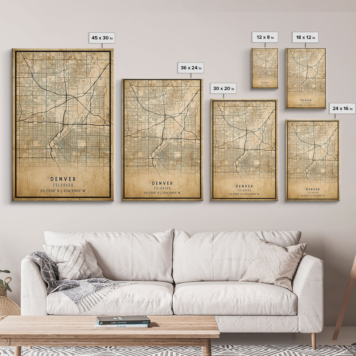 Denver map print poster canvas, Colorado map print poster canvas, Denver city map print poster canvas, framed road map art, office decor