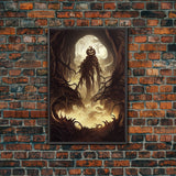 Haunted Scarecrow, Spooky Halloween Art, Framed Canvas Print, Ready To Hang Framed Wall Art, Living Room Wall Hanging