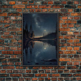 Landscape River Lake Water Night Sky Stars Trees Fine Art Print, Wall Decor, Wall Poster, Wall Art Print