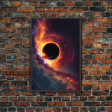 View of a black hole, space scifi art, framed canvas print