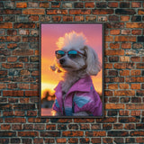 Shih Tzu Wall Print, Dog Wall Art, Dog Sunglasses, Dog In Pink Tracksuit, Funny Art, Framed Wall Art, Framed Canvas, Wall Print, Wall Canvas