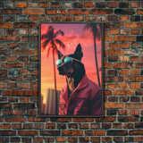 Chihuahua Wall Print, Dog Wall Art, Dog Sunglasses, Dog In Pink Jacket, Funny Art, Framed Wall Art, Framed Canvas, Wall Print, Wall Canvas