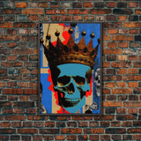 Skull With The Gold Crown, Framed Canvas Print, Unique Fantasy Undead Wall Art