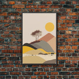 Pueblo Style Boho Desert Art, Framed Canvas Print, Minimalist Landscape Painting