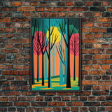 Vintage Style Art, Framed Canvas Prints, Lake and Pine Tree Forest Landscape, Florida Everglades at Sunset,  Pop Art