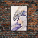 Dragon Painting Canvas Print, Dragon Art, Fantasy Art, Fantasy Painting Wall Art, Girl and Her Dragon, Dragon Girl
