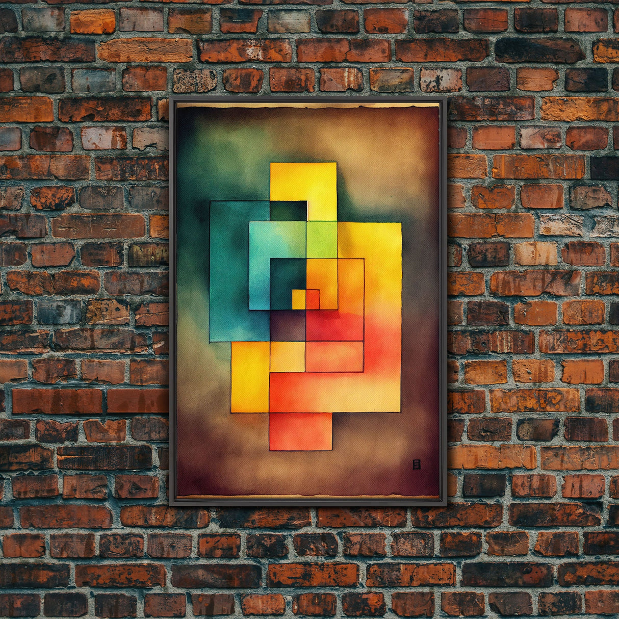 Framed Canvas Print Wall Art Set Color Blocks Abstract Shapes Illustrations Mid Century Modern Wall Art Boho Decor Abstract Wall Art