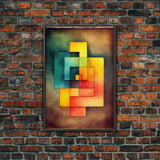Framed Canvas Print Wall Art Set Color Blocks Abstract Shapes Illustrations Mid Century Modern Wall Art Boho Decor Abstract Wall Art